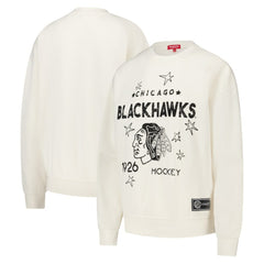 Chicago Blackhawks Mitchell & Ness Women's Logo 3.0 Pullover Sweatshirt Cream