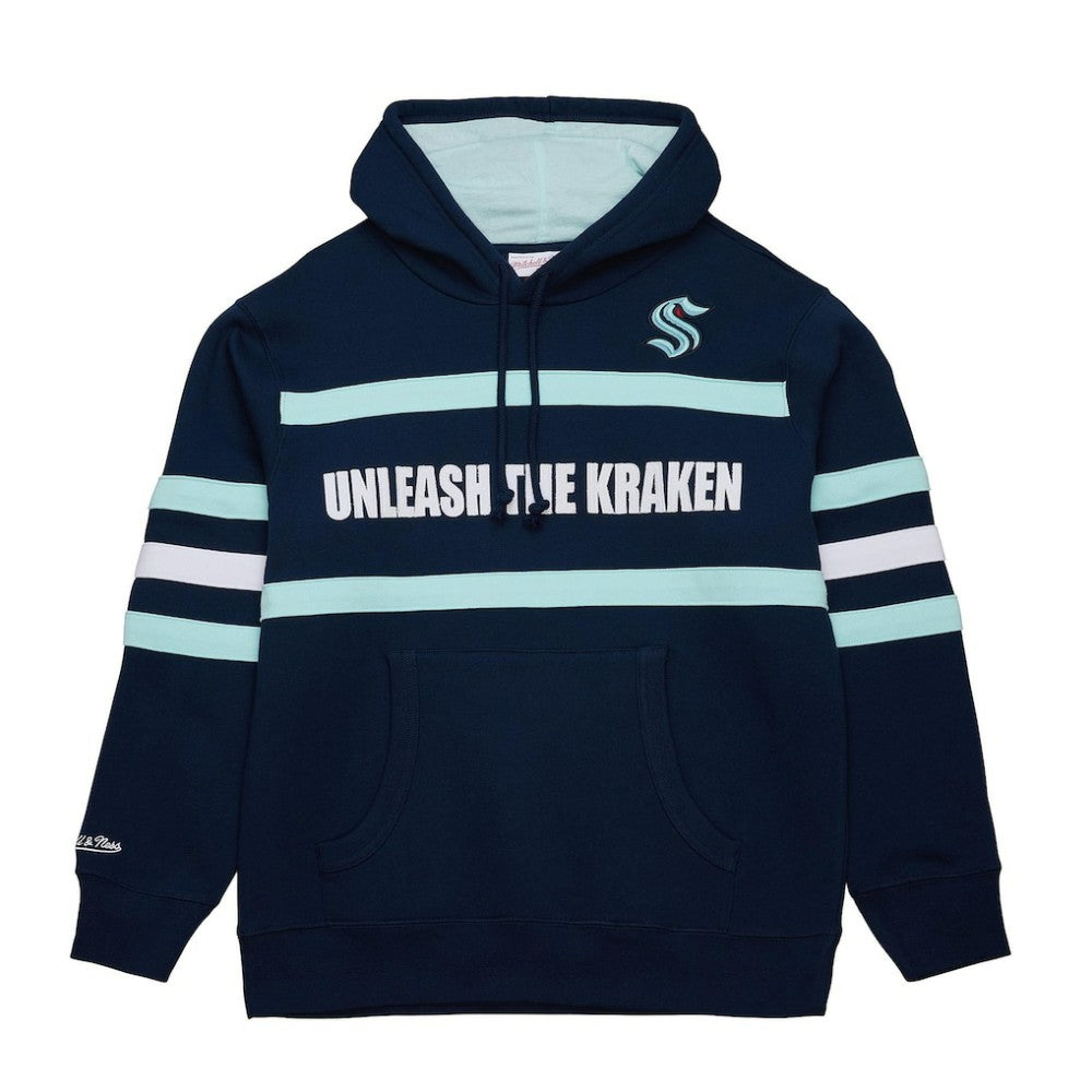 Seattle Kraken Mitchell & Ness Head Coach Slogan Pullover Hoodie Navy