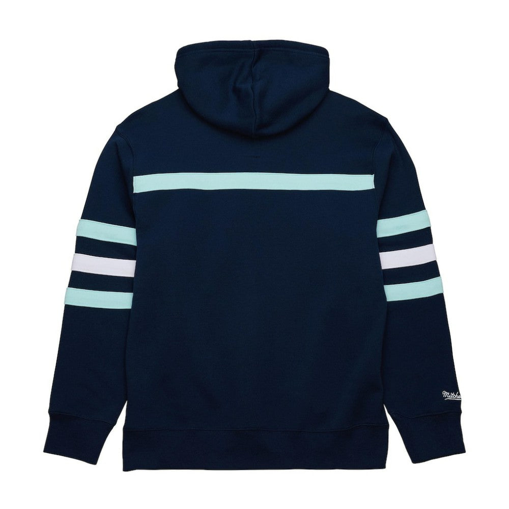 Seattle Kraken Mitchell & Ness Head Coach Slogan Pullover Hoodie Navy