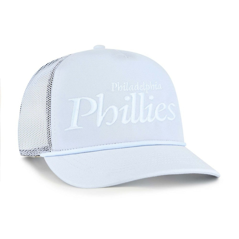 Philadelphia Phillies Foundation Script Hitch Adjustable Trucker Hat Light Blue | 47 brand