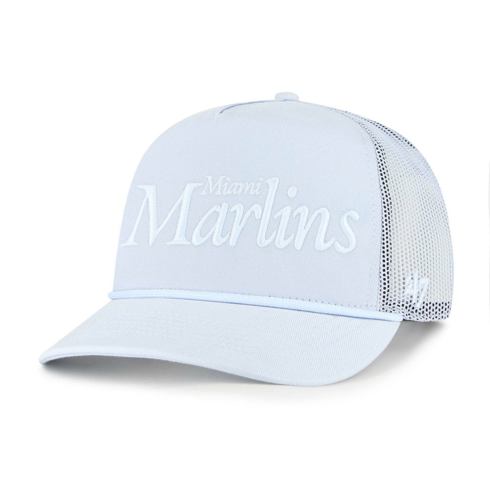 Miami Marlins Foundation Script Hitch Adjustable Trucker Hat Light Blue | 47 brand
