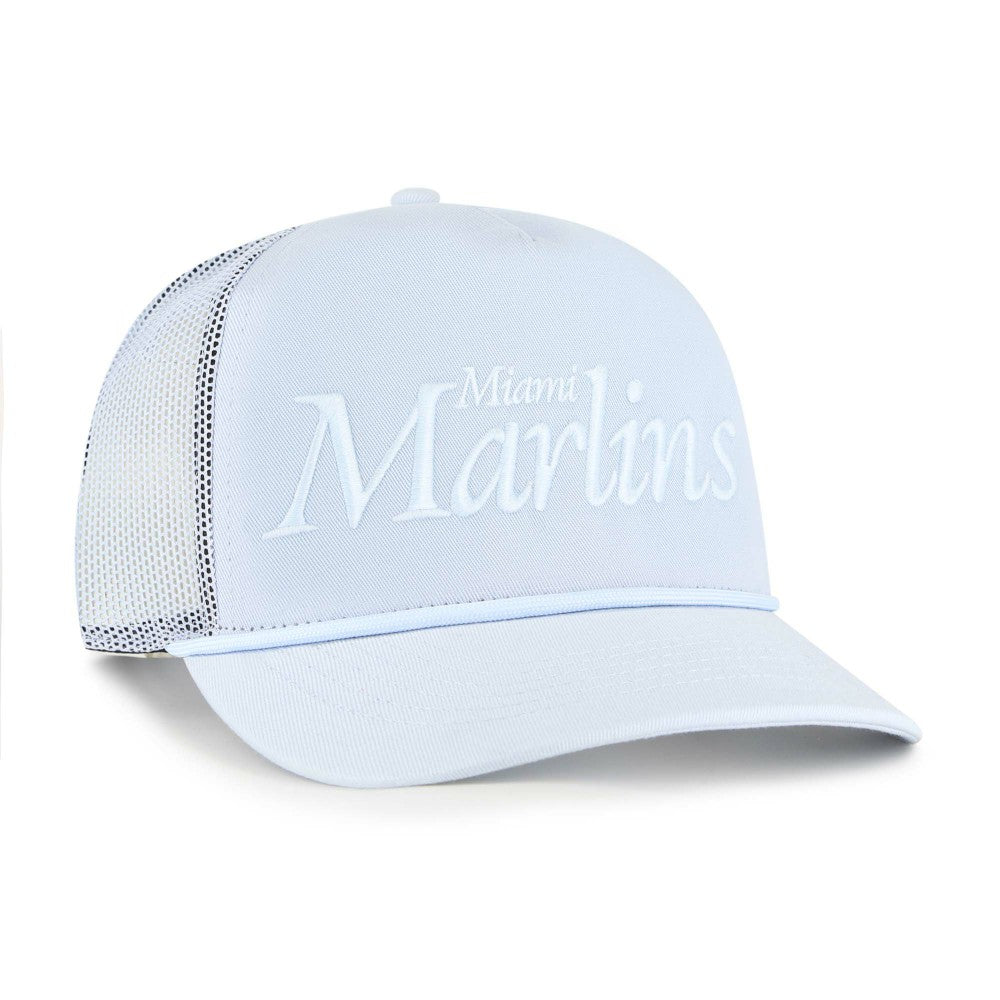 Miami Marlins Foundation Script Hitch Adjustable Trucker Hat Light Blue | 47 brand