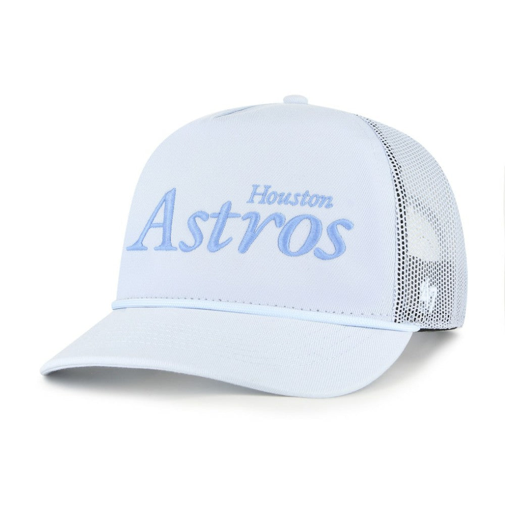Houston Astros Foundation Script Hitch Adjustable Trucker Hat Light Blue | 47 brand