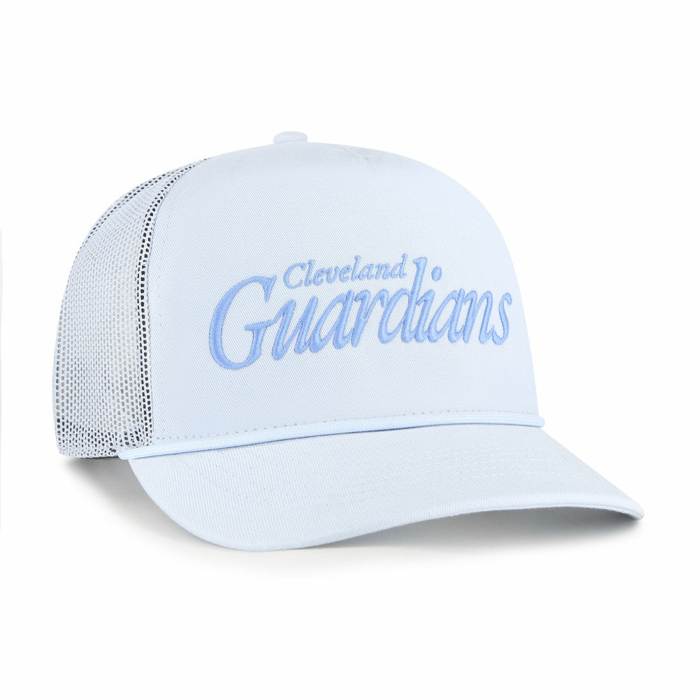 Cleveland Guardians Foundation Script Hitch Adjustable Trucker Hat Light Blue | 47 brand