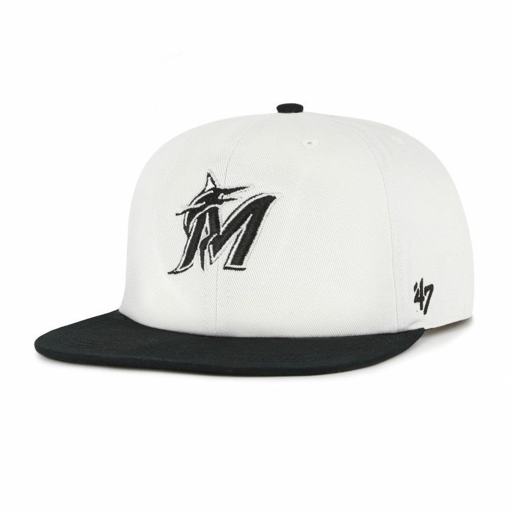 Miami Marlins Foundation Captain Snapback Hat White/Black | 47 brand