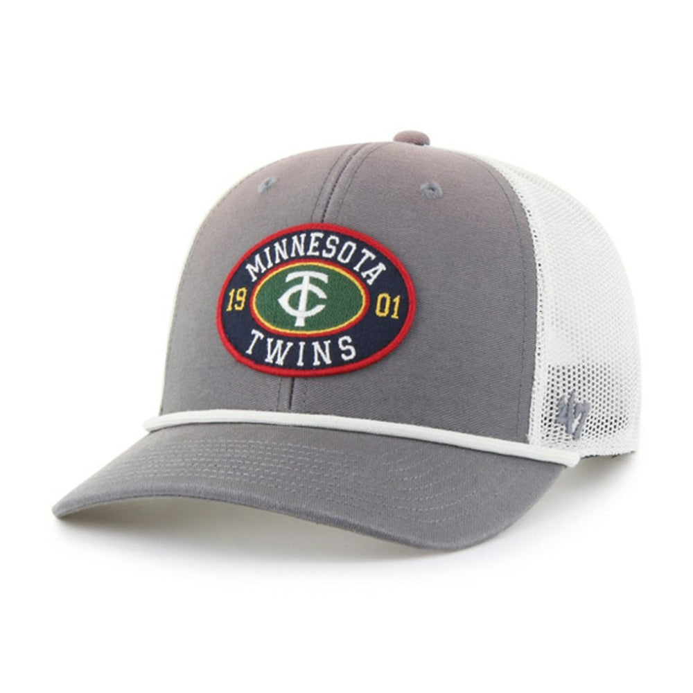 Minnesota Twins Tide Sweep Rope Trucker Adjustable Hat Gray/White | 47 brand