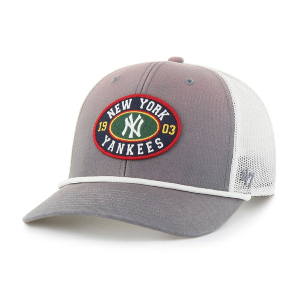 New York Yankees Tide Sweep Rope Trucker Adjustable Hat Gray/White | 47 brand