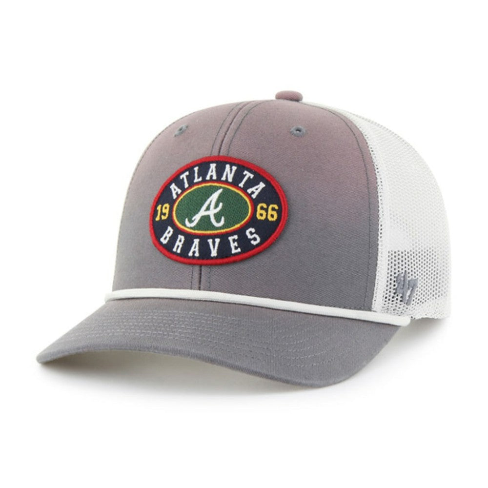 Atlanta Braves Tide Sweep Rope Trucker Adjustable Hat Gray/White | 47 brand