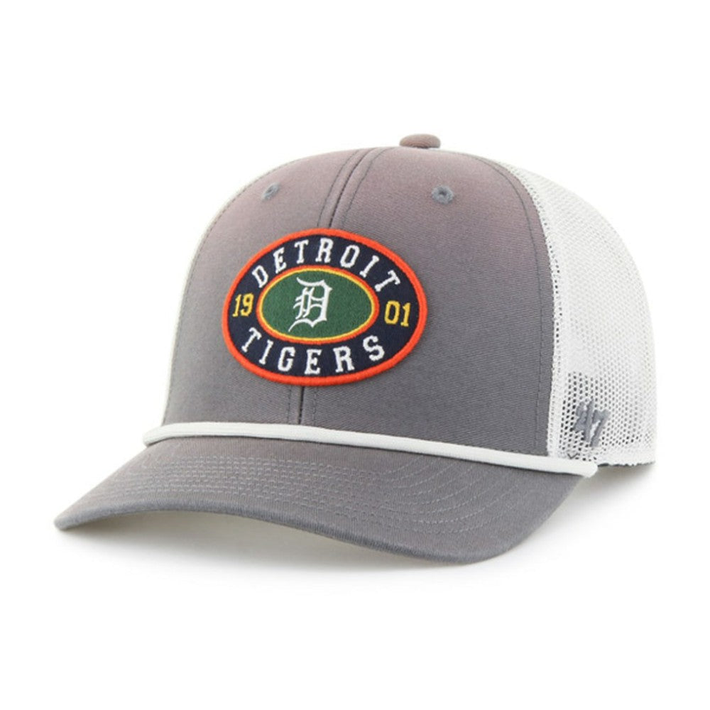 Detroit Tigers Tide Sweep Rope Trucker Adjustable Hat Gray/White | 47 brand