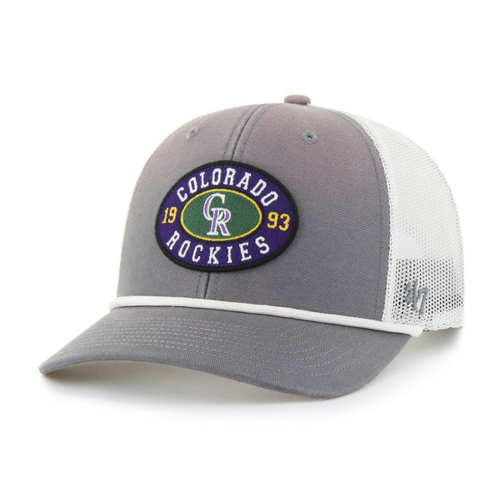 Colorado Rockies Tide Sweep Rope Trucker Adjustable Hat Gray/White | 47 brand