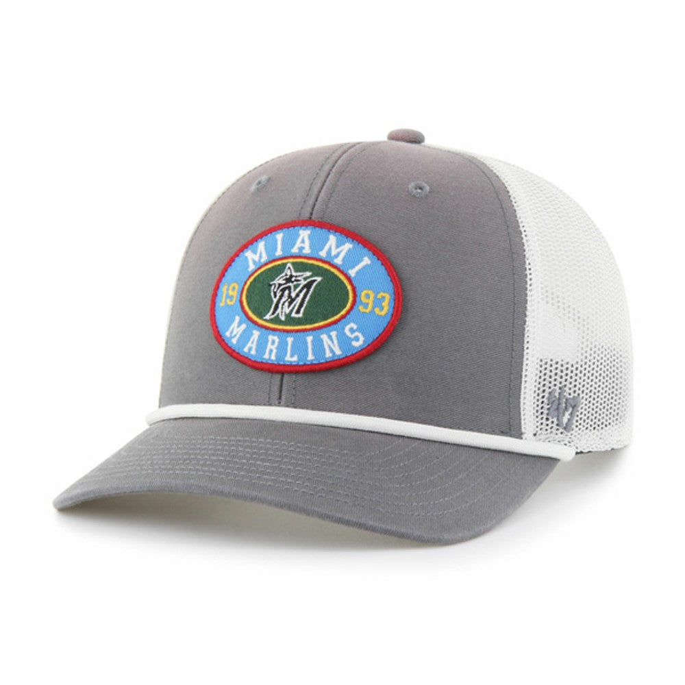 Miami Marlins Tide Sweep Rope Trucker Adjustable Hat Gray/White | 47 brand