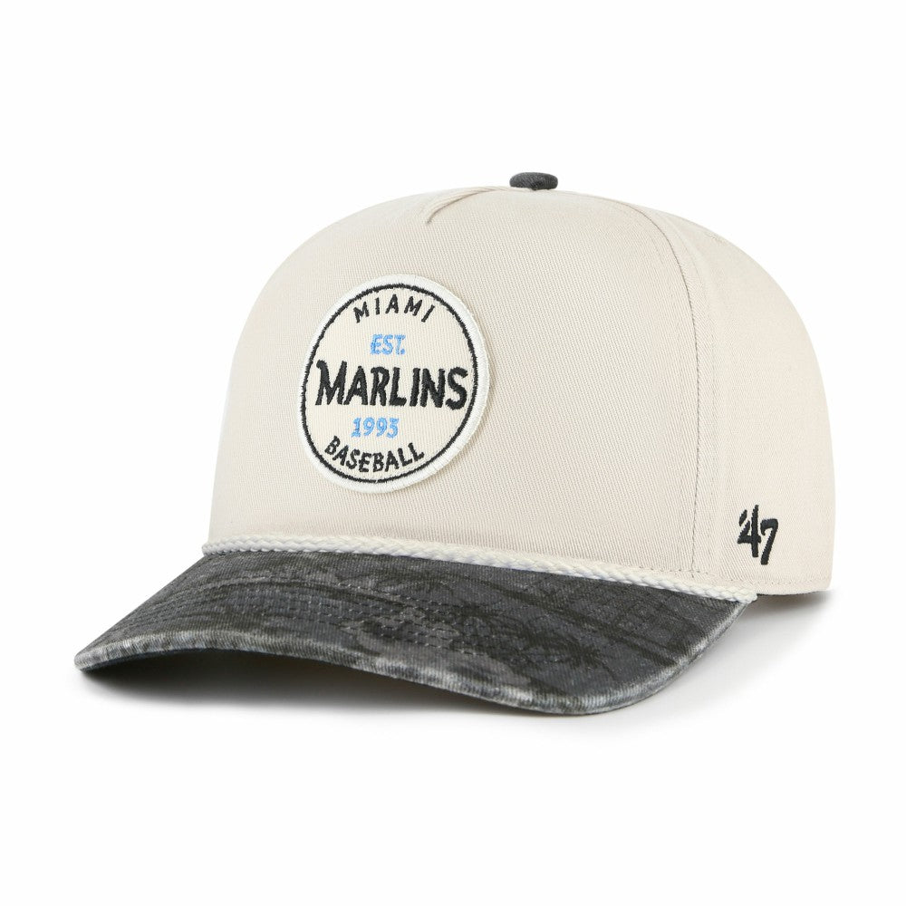 Miami Marlins Fiji Rope Hitch Adjustable Hat Cream/Black | 47 brand