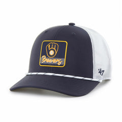 Milwaukee Brewers Scratch Adjustable Trucker Hat Navy/White | 47 brand