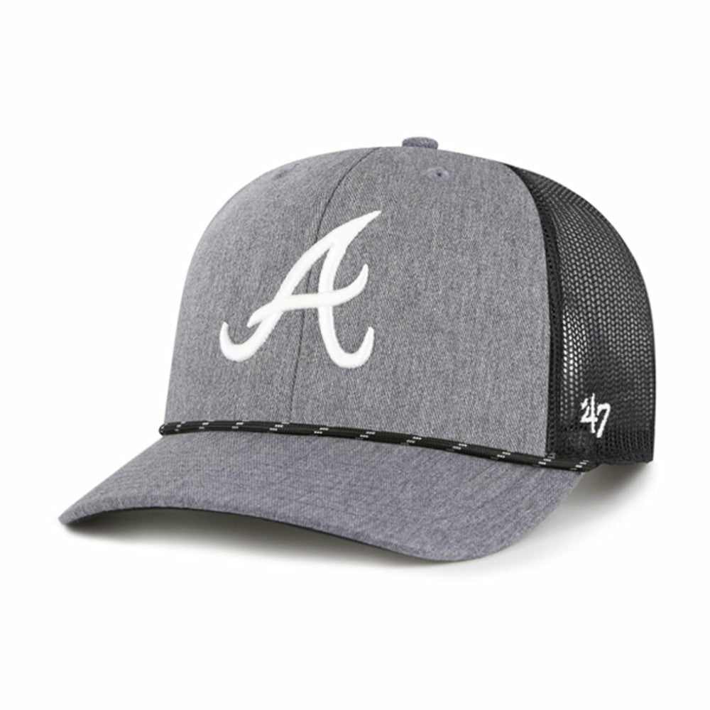 Atlanta Braves Carbon Rope Trucker Adjustable Hat Charcoal | 47 brand