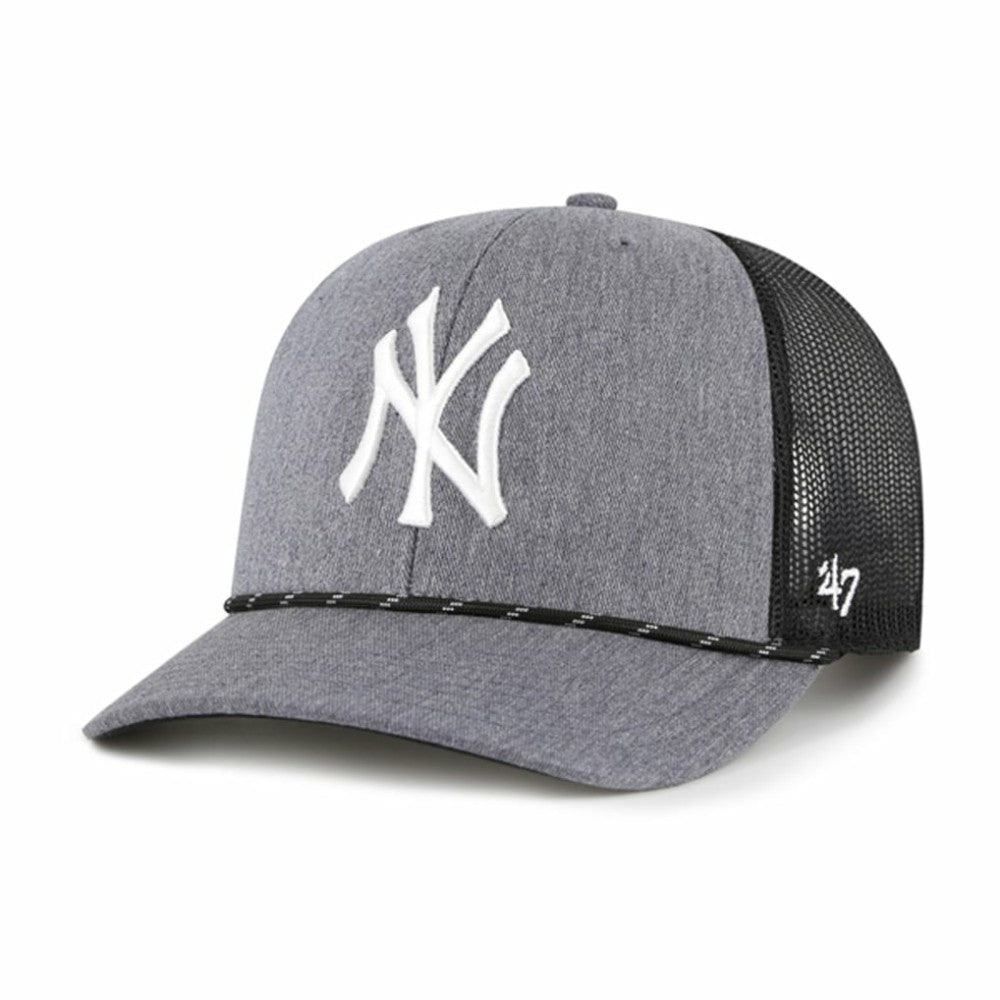 New York Yankees Carbon Rope Trucker Adjustable Hat Charcoal | 47 brand