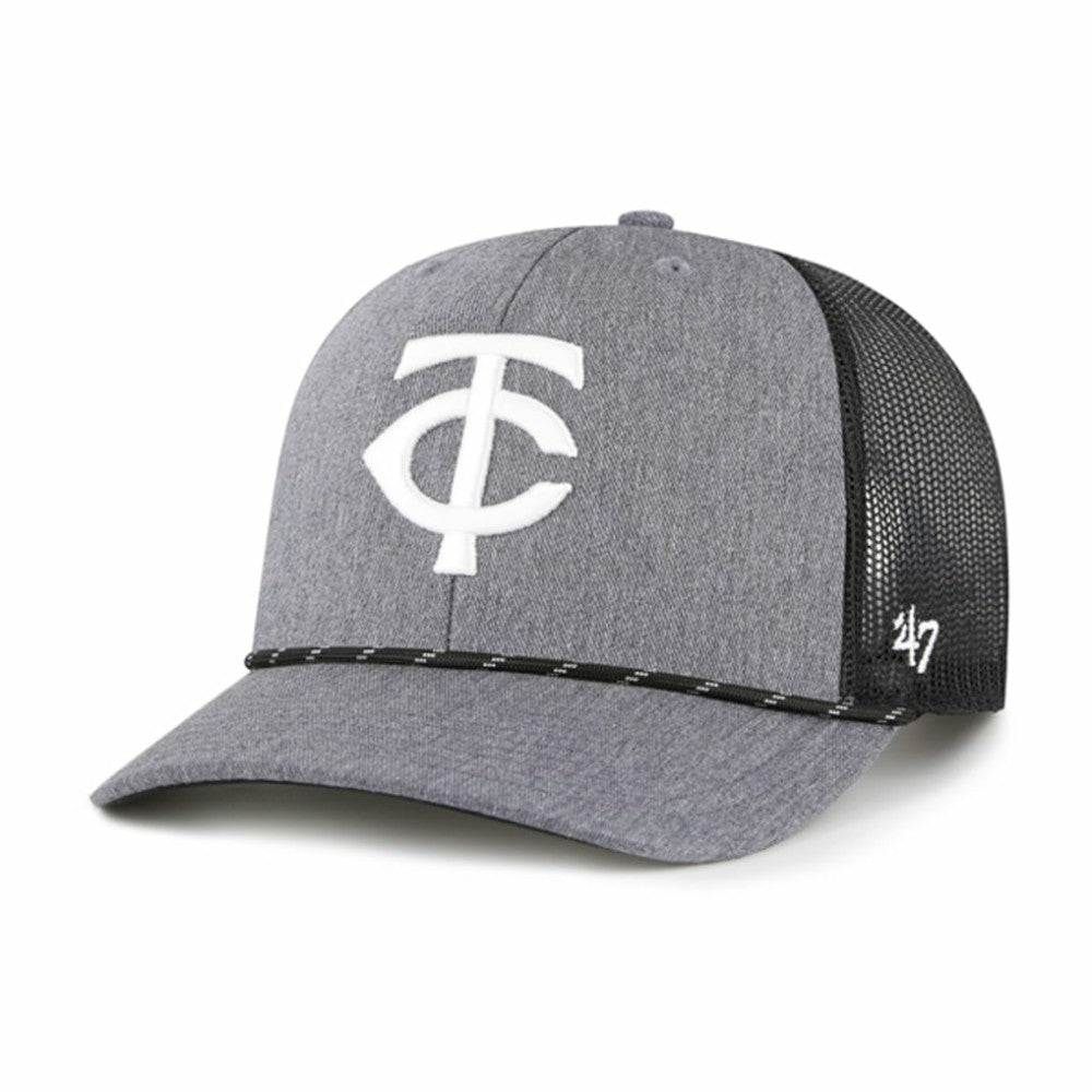 Minnesota Twins Carbon Rope Trucker Adjustable Hat Charcoal | 47 brand