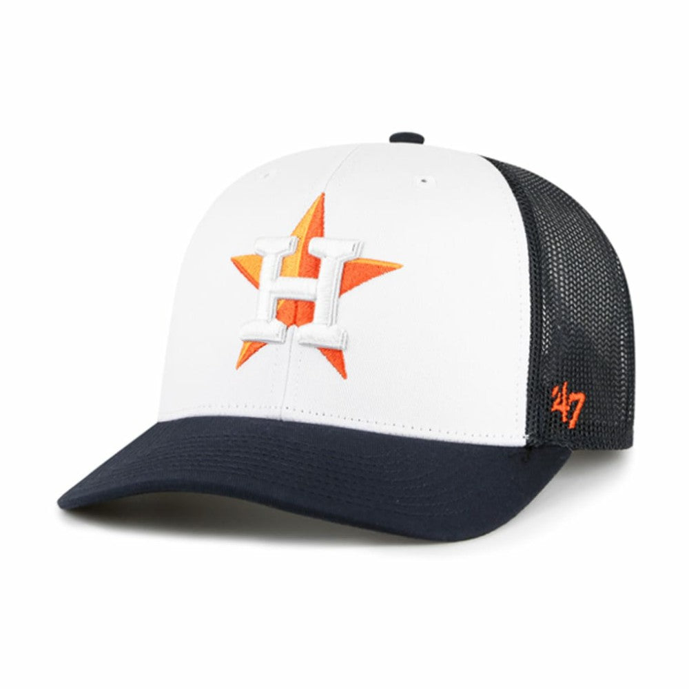 Houston Astros Freshman Trucker Adjustable Hat White/Navy | 47 brand
