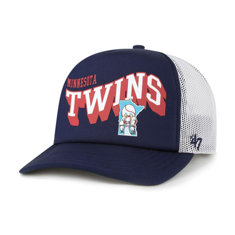 Minnesota Twins Meander Foam Trucker Snapback Hat Navy | 47 brand