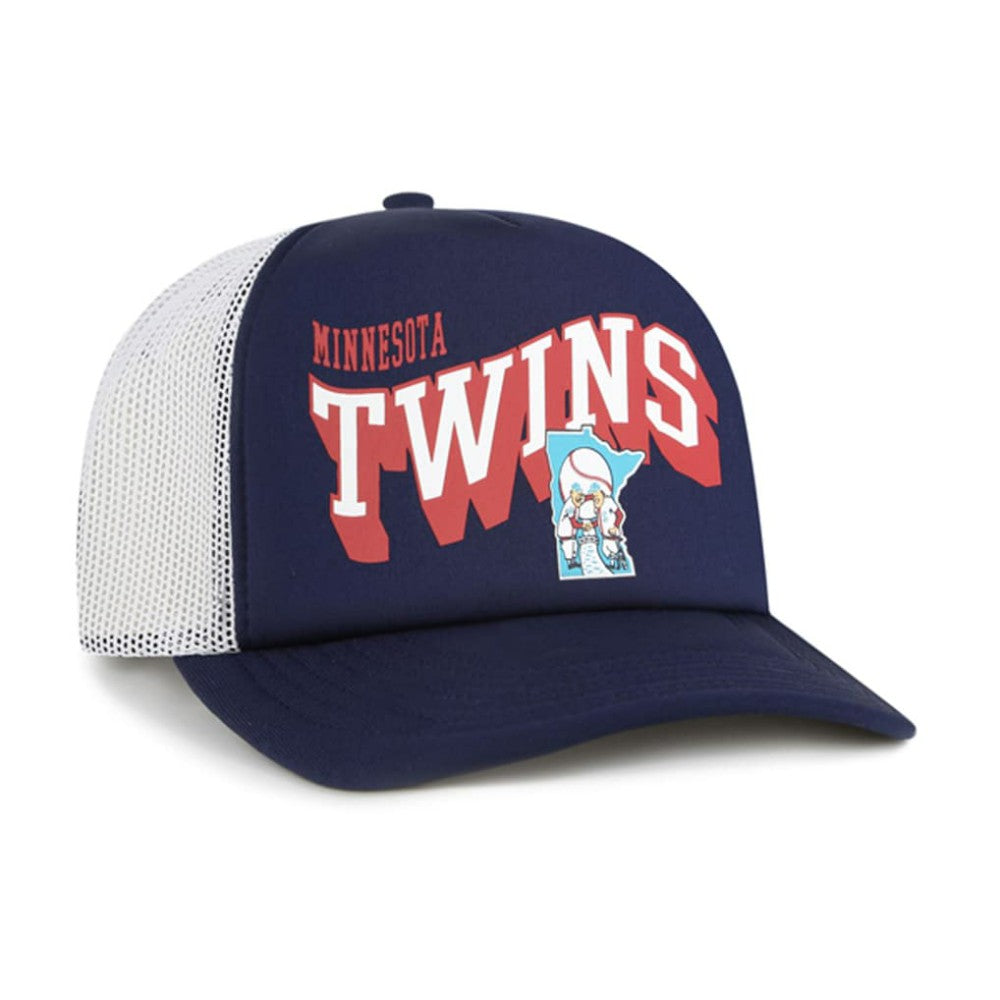 Minnesota Twins Meander Foam Trucker Snapback Hat Navy | 47 brand