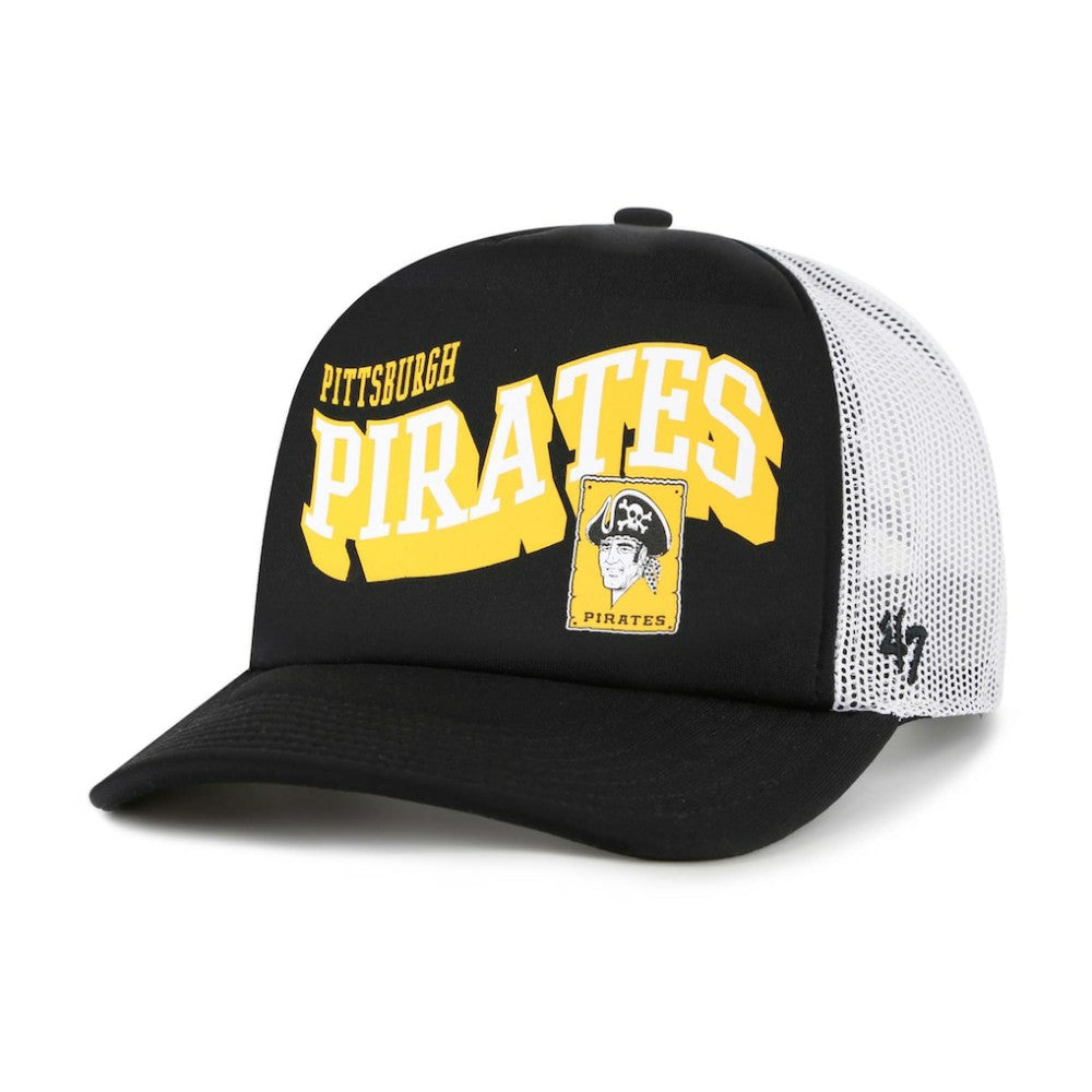 Pittsburgh Pirates Meander Foam Trucker Snapback Hat Black | 47 brand