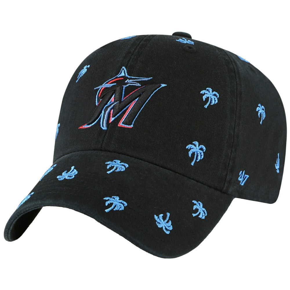 Miami Marlins Women's Confetti Clean Up Adjustable Hat Black | 47 brand