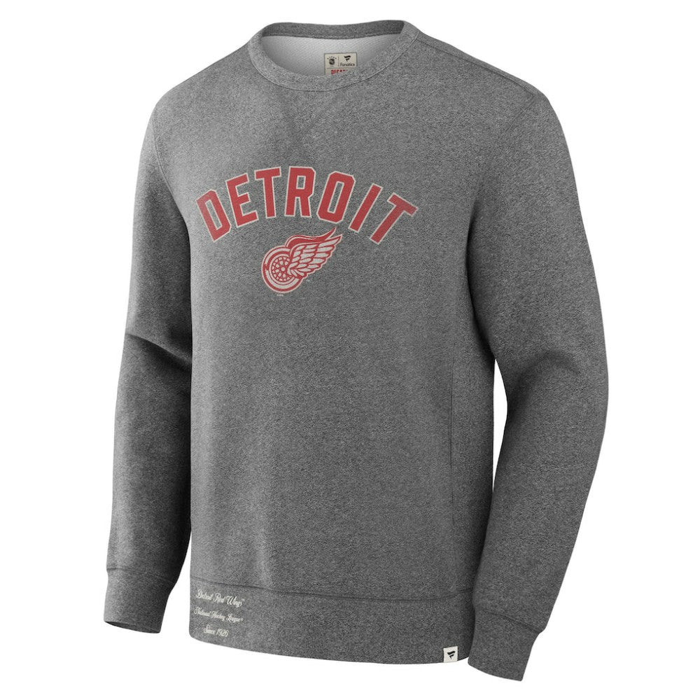 Detroit Red Wings Fanatics Decades Collection Legendary Fleece Pullover Sweatshirt Heather Gray