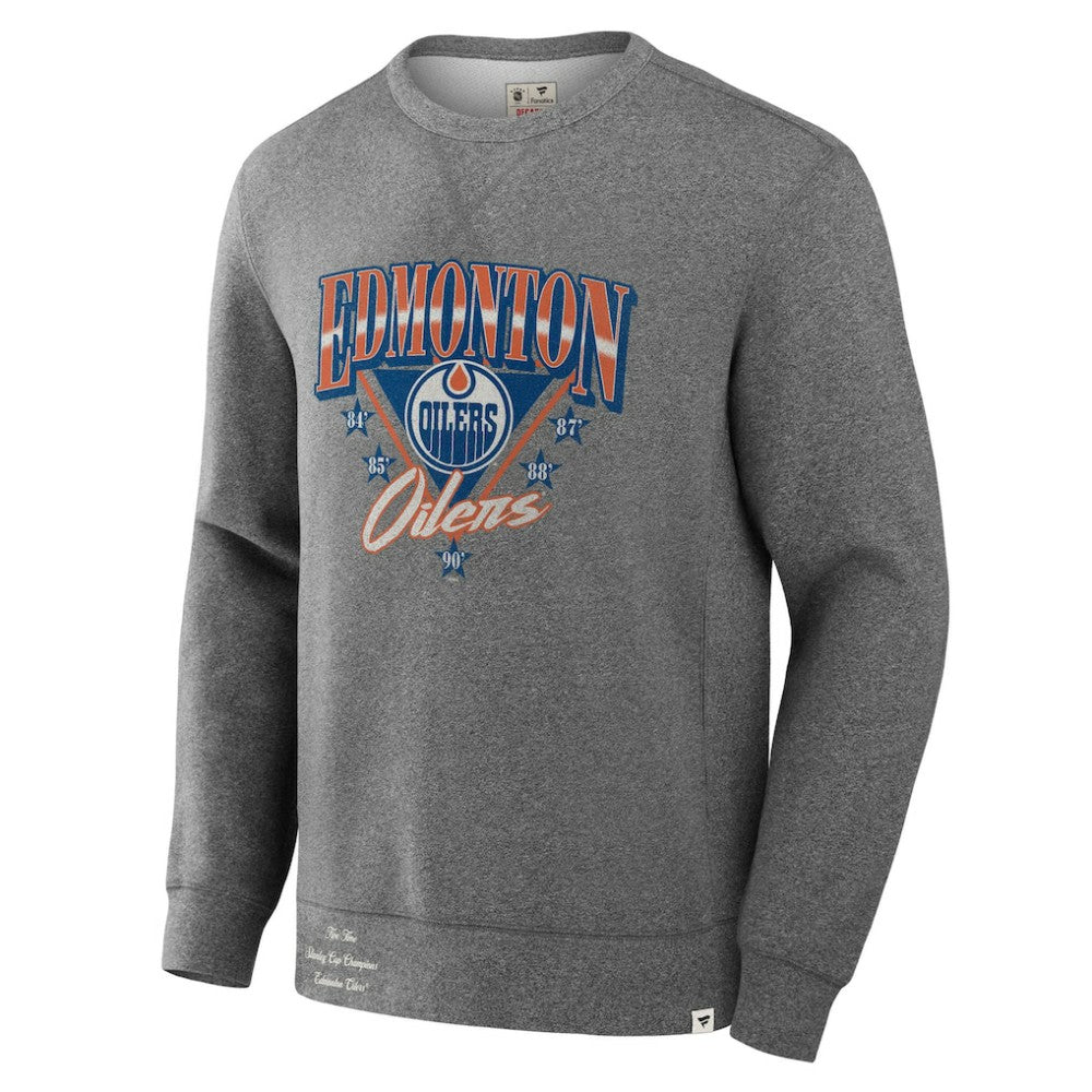 Edmonton Oilers Fanatics Decades Collection Legendary Fleece Pullover Sweatshirt Heather Gray
