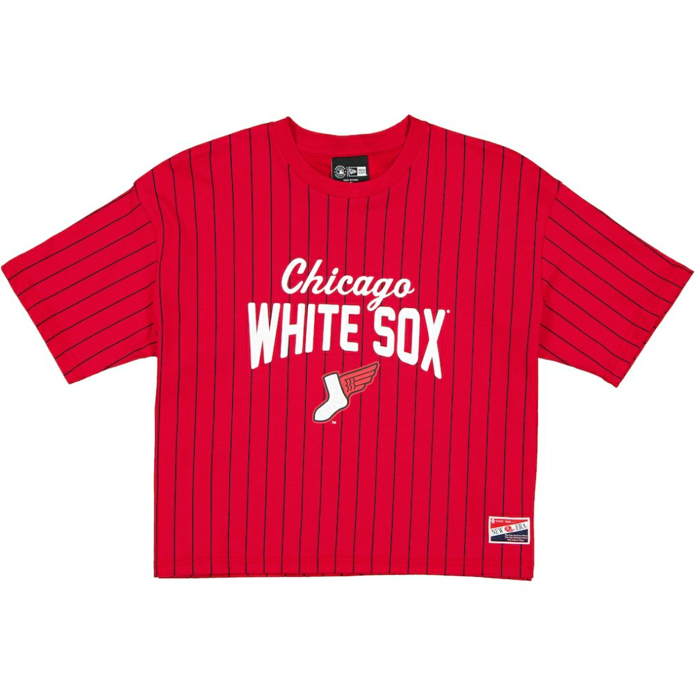 Chicago White Sox Women's 2025 City Connect Pinstripe T-Shirt Red/Black | New Era