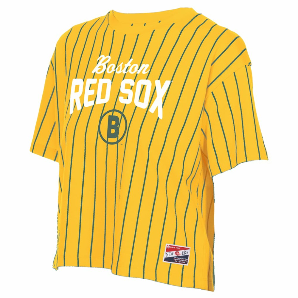 Boston Red Sox Women's 2025 City Connect Pinstripe T-Shirt Yellow | New Era