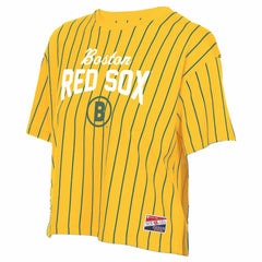 Boston Red Sox Women's 2025 City Connect Pinstripe T-Shirt Yellow | New Era