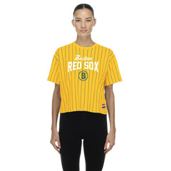 Boston Red Sox Women's 2025 City Connect Pinstripe T-Shirt Yellow | New Era
