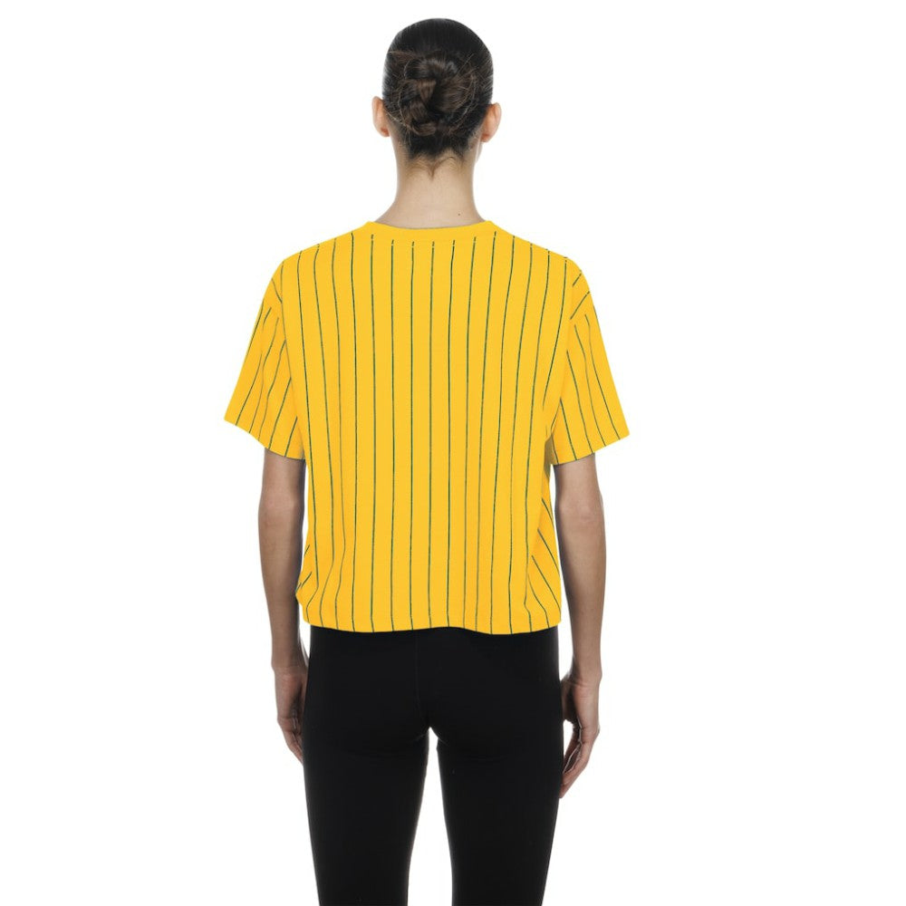 Boston Red Sox Women's 2025 City Connect Pinstripe T-Shirt Yellow | New Era