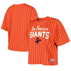 San Francisco Giants Women's 2025 City Connect Boxy Pinstripe T-Shirt Orange | New Era