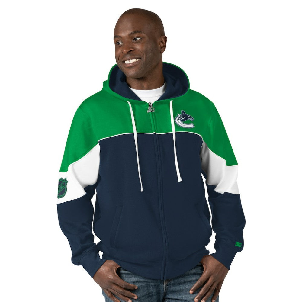 Vancouver Canucks Starter Power Forward Full-Zip Hoodie Navy/Green