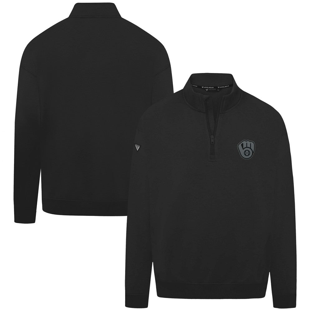 Milwaukee Brewers Levelwear Murray Nightfall Quarter-Zip Top Black