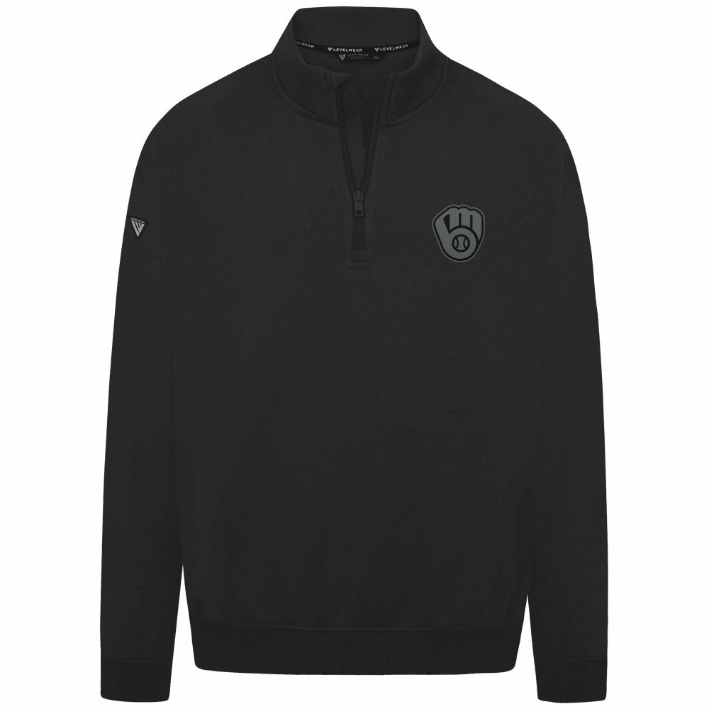 Milwaukee Brewers Levelwear Murray Nightfall Quarter-Zip Top Black