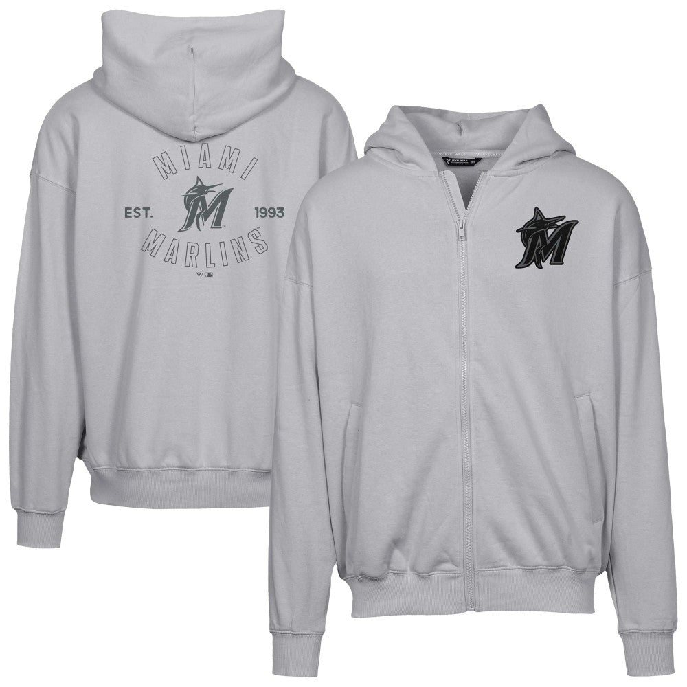 Miami Marlins Levelwear Uphill Abyssal Full-Zip Hoodie Gray