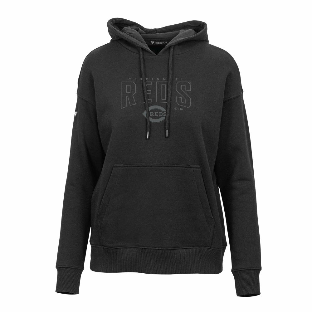 Cincinnati Reds Levelwear Women's Adorn Darkmoon Pullover Hoodie Black