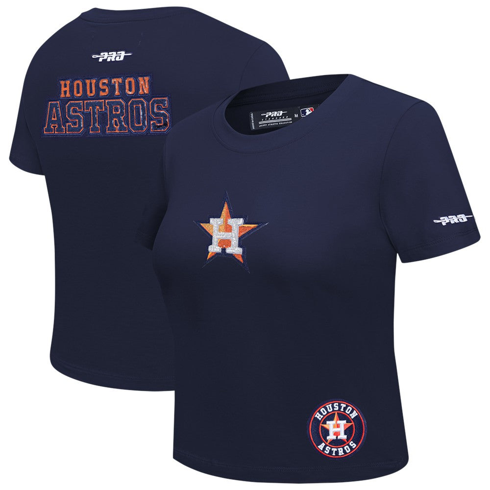 Houston Astros Pro Standard Women's Game Day Classics Baby Doll Cropped T-Shirt Navy