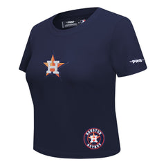 Houston Astros Pro Standard Women's Game Day Classics Baby Doll Cropped T-Shirt Navy