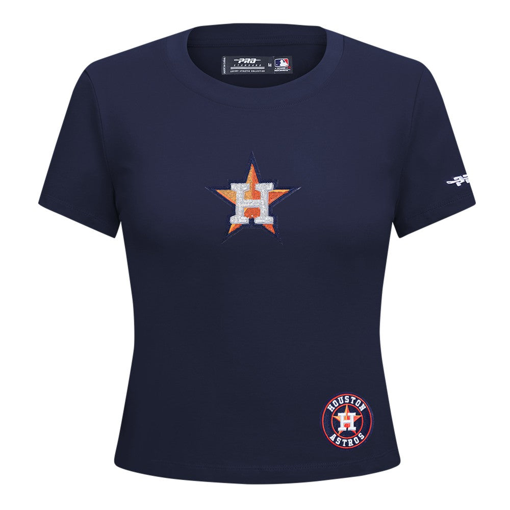 Houston Astros Pro Standard Women's Game Day Classics Baby Doll Cropped T-Shirt Navy