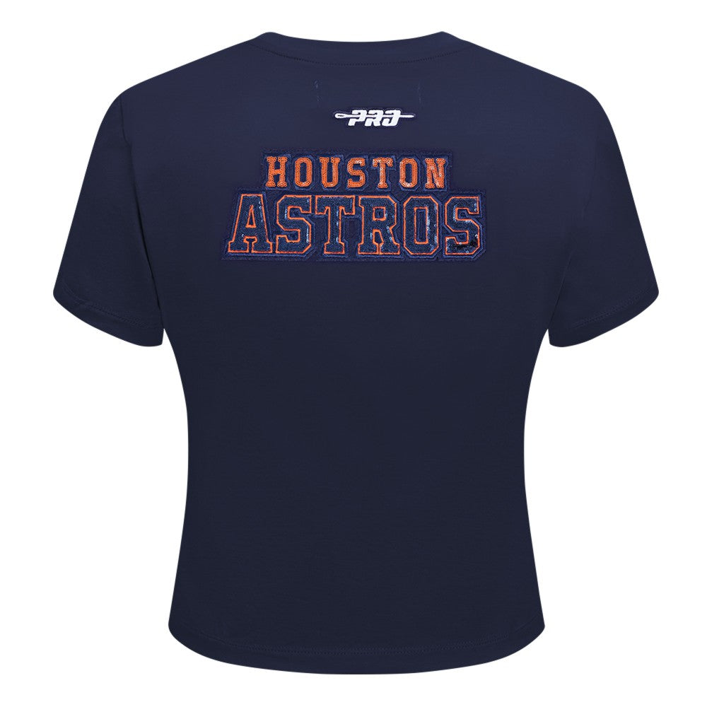 Houston Astros Pro Standard Women's Game Day Classics Baby Doll Cropped T-Shirt Navy
