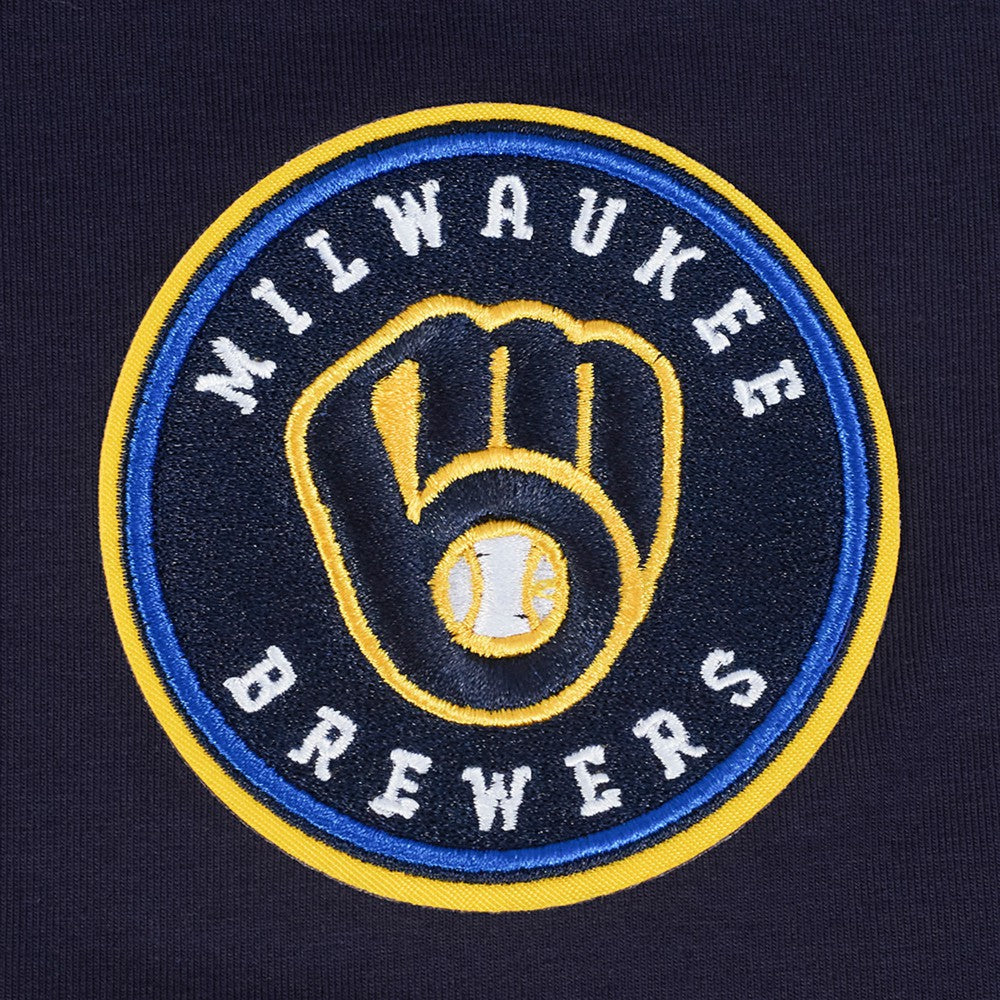 Milwaukee Brewers Pro Standard Women's Game Day Classics Baby Doll Cropped T-Shirt Navy