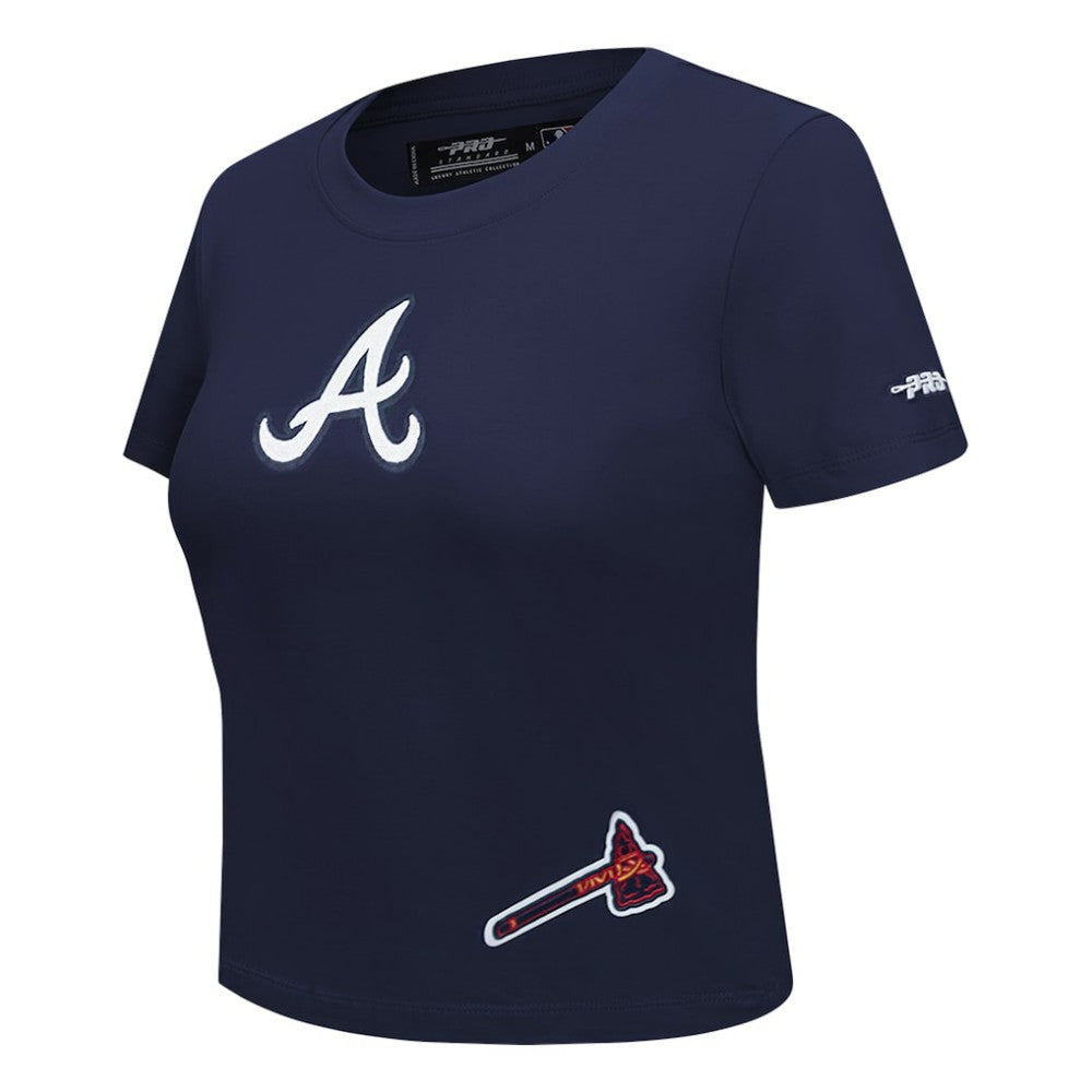 Atlanta Braves Pro Standard Women's Game Day Classics Baby Doll Cropped T-Shirt Navy