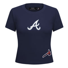 Atlanta Braves Pro Standard Women's Game Day Classics Baby Doll Cropped T-Shirt Navy