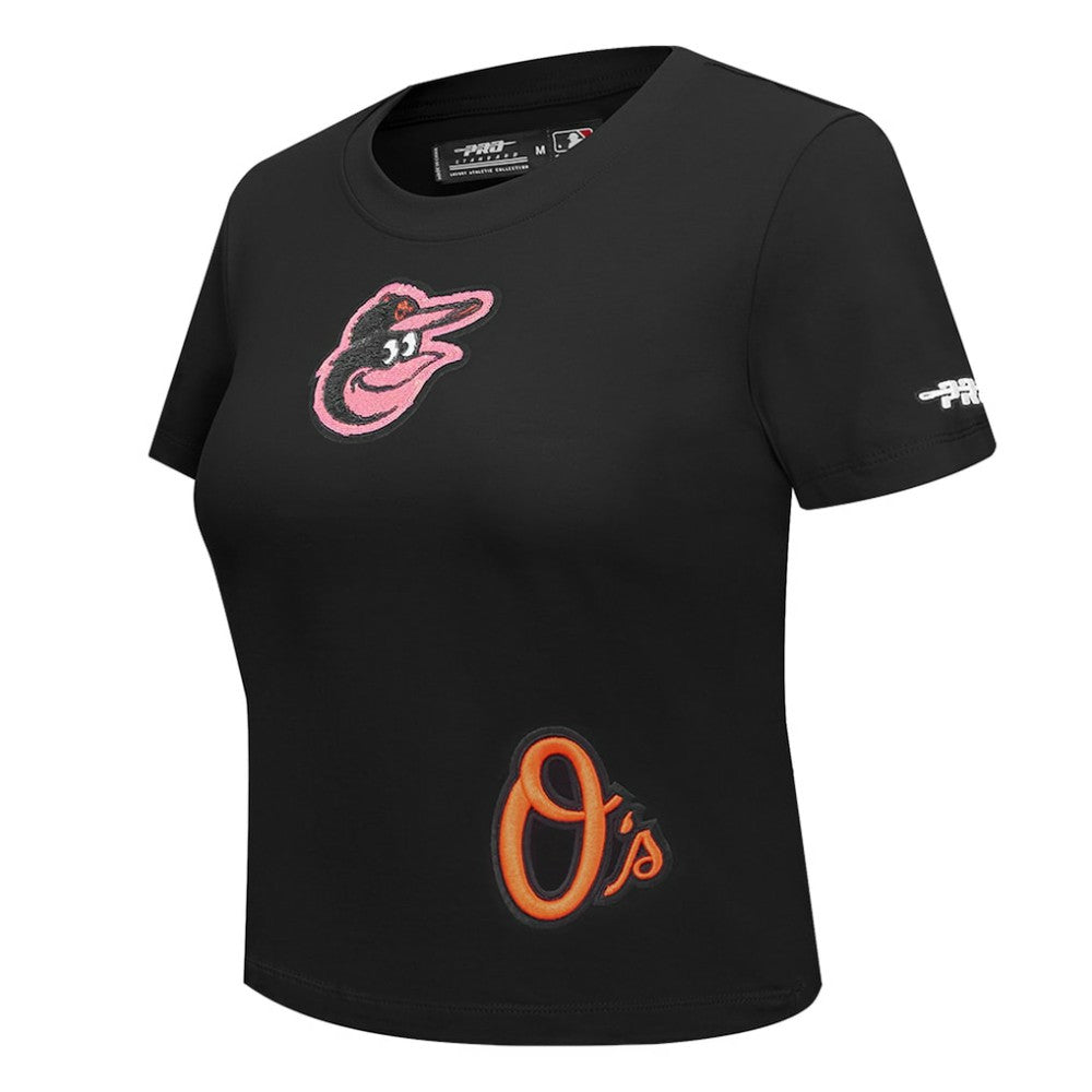 Baltimore Orioles Pro Standard Women's Game Day Classics Baby Doll Cropped T-Shirt Black