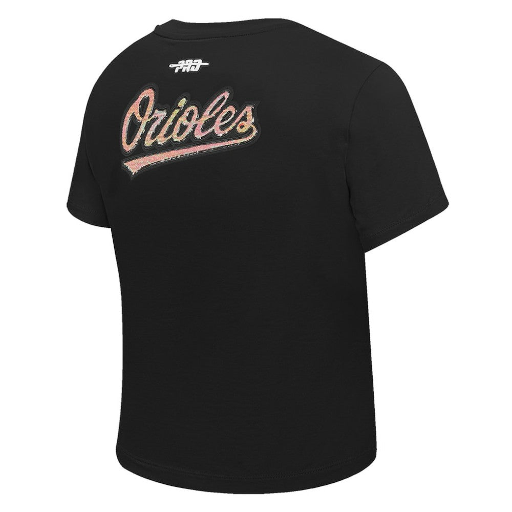 Baltimore Orioles Pro Standard Women's Game Day Classics Baby Doll Cropped T-Shirt Black