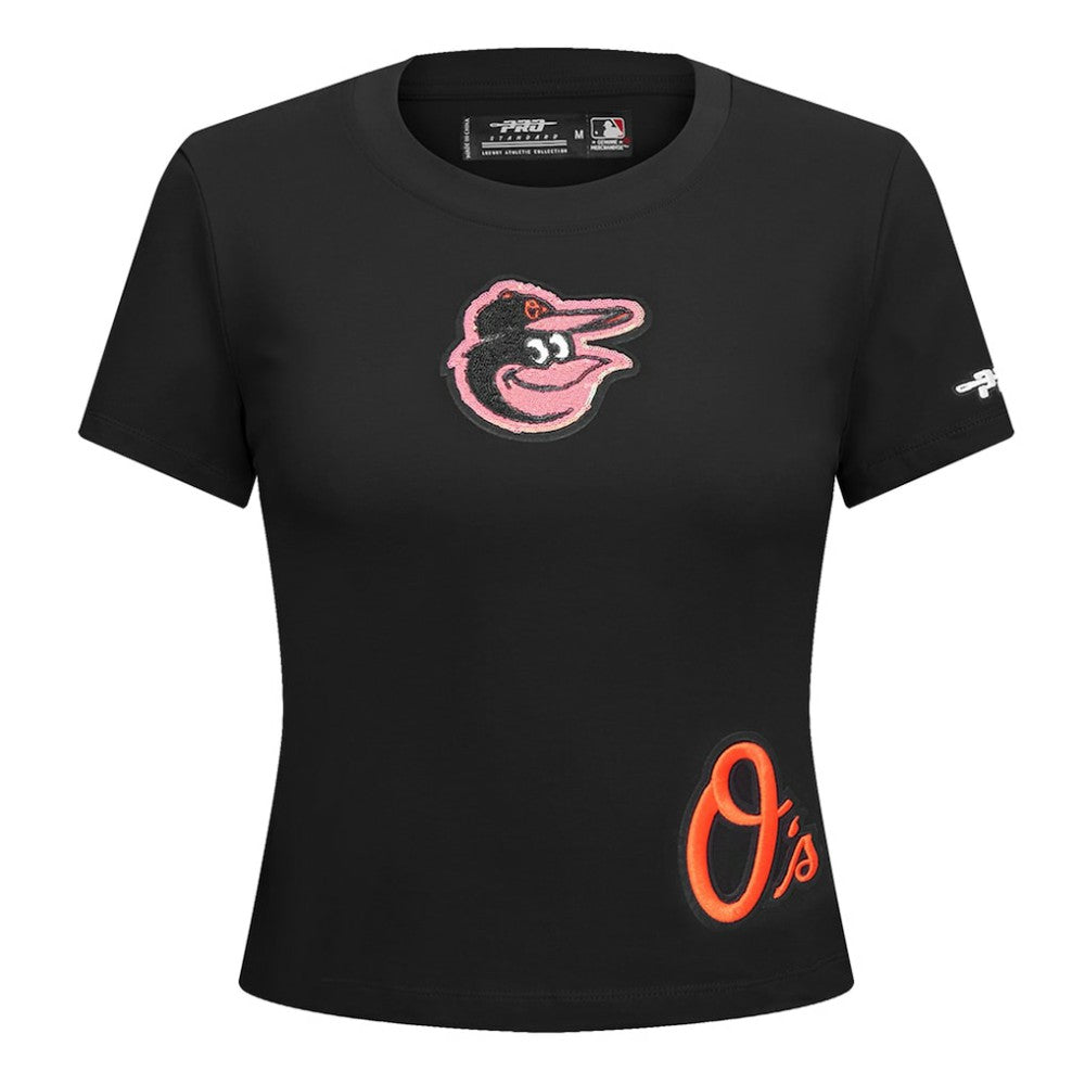 Baltimore Orioles Pro Standard Women's Game Day Classics Baby Doll Cropped T-Shirt Black