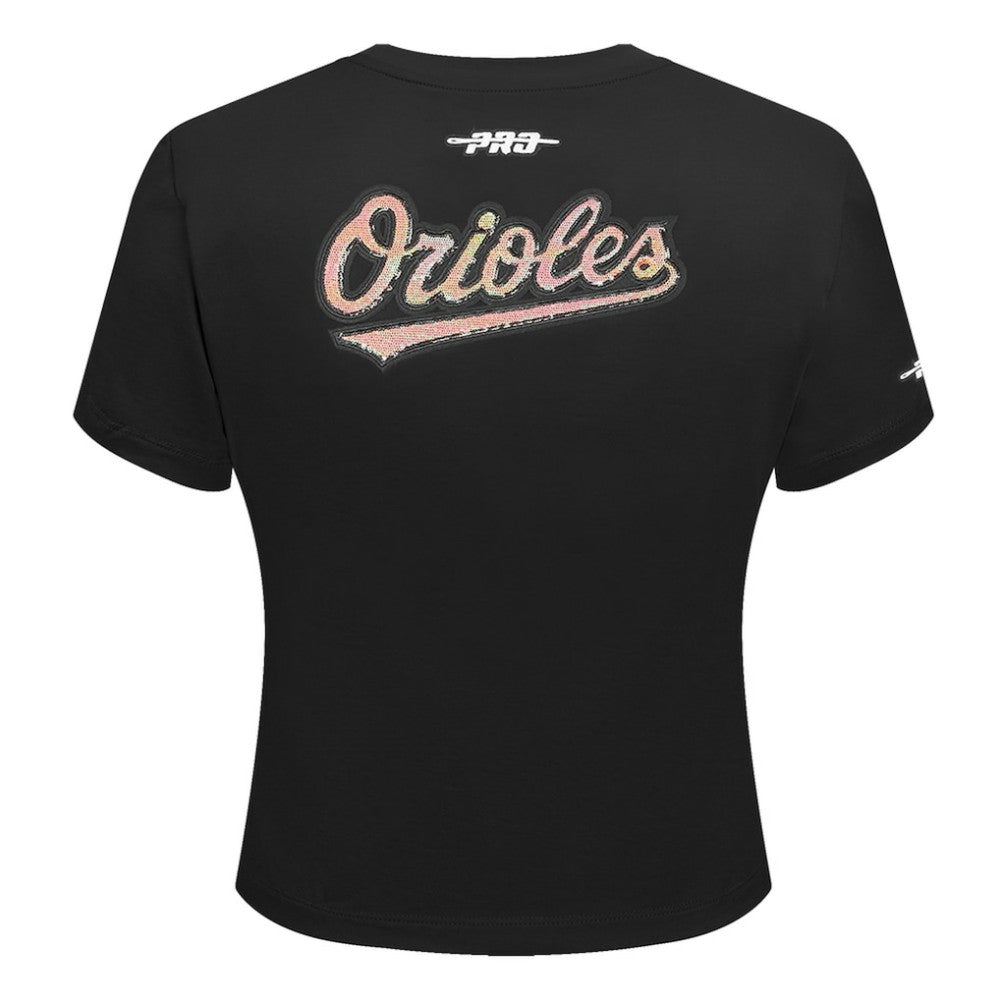 Baltimore Orioles Pro Standard Women's Game Day Classics Baby Doll Cropped T-Shirt Black