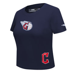 Cleveland Guardians Pro Standard Women's Game Day Classics Baby Doll Cropped T-Shirt Navy